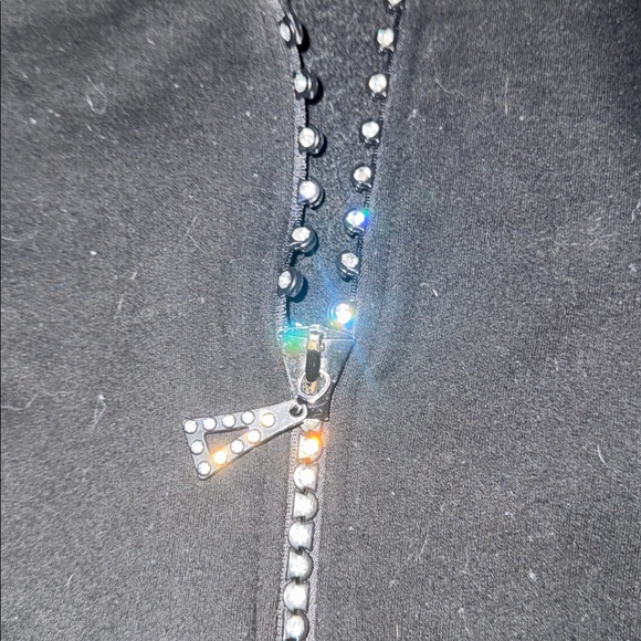 Dazzle & Shine: Black Jacket with Full Rhinestone Zipper - Size 2XL - Picture 7 of 11